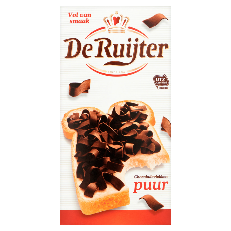 de ruijter chocolade vlokken puur 300g