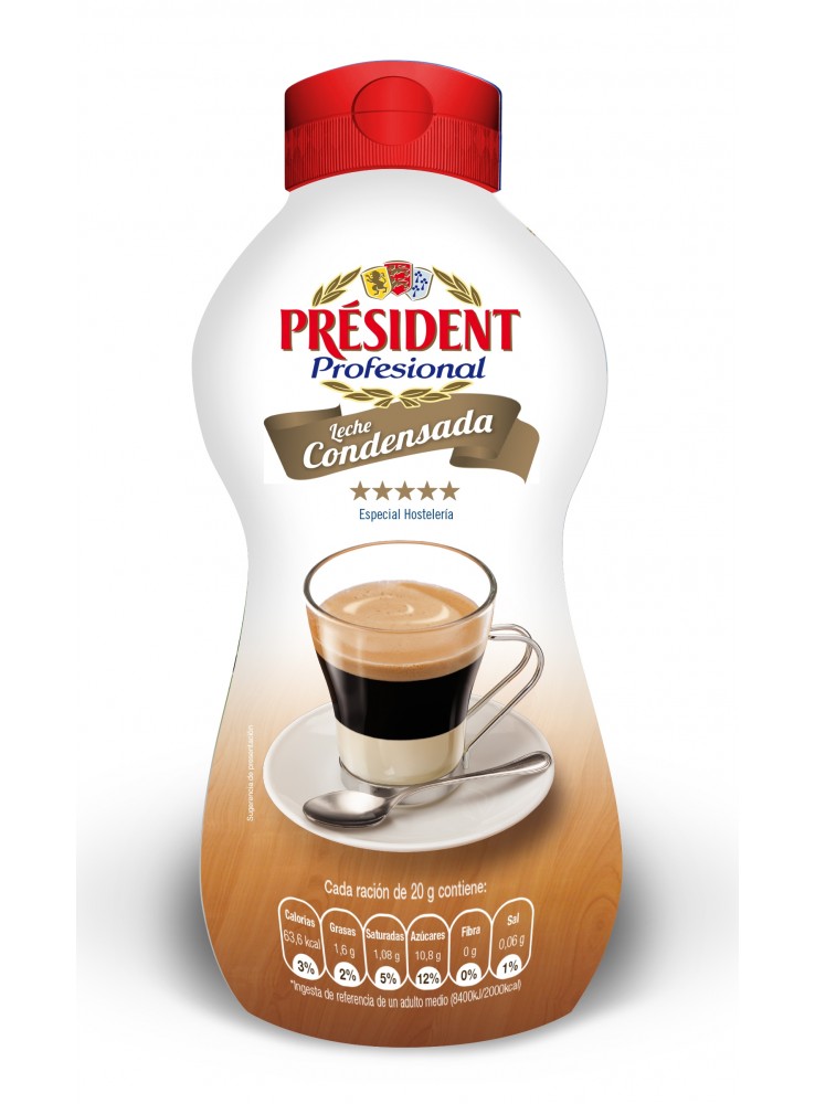 botella de leche condensada president 480g