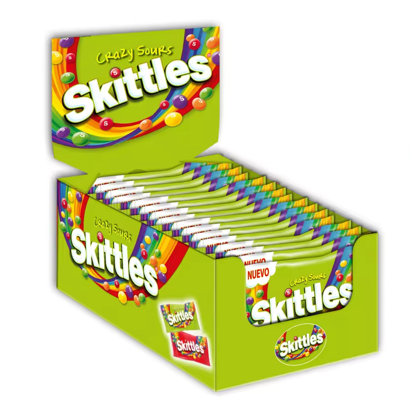 caja de skittles crazy sour 14x38g